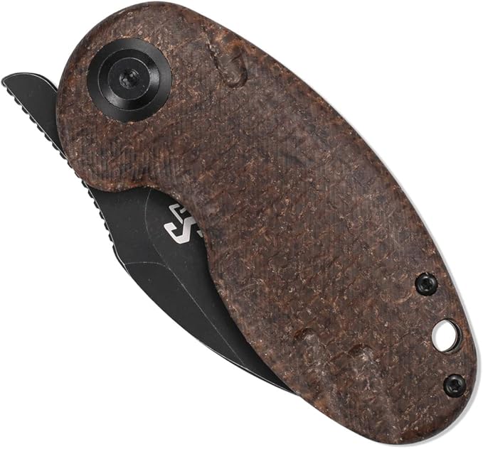 Sitivien ST153 Pocket Folding Knife,Sandvik 14C28N Black Stonewashed Blade with Micarta