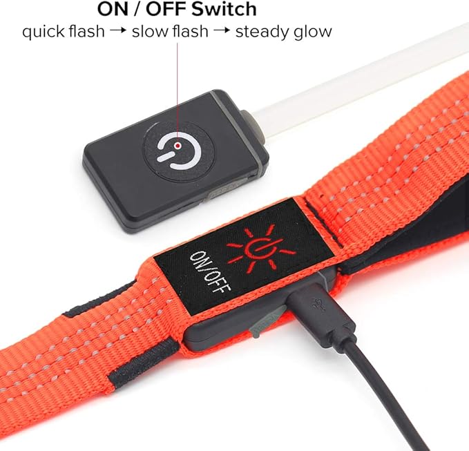 Candofly LED Dog Leash Rechargeable, 4 Ft Glow in The Dark Light Up Dog Leash, Nylon Reflective Dog