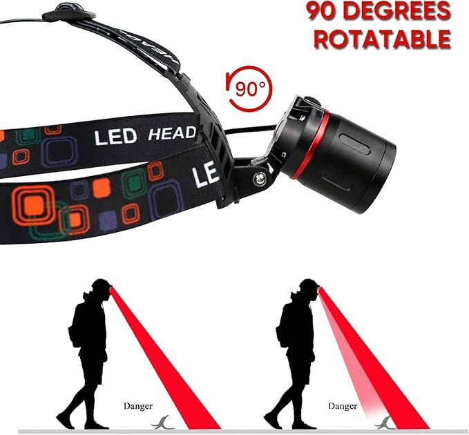 XLENTGEN Red Light Hunting Headlamp Rechargeable Red LED Headlamps 3 Modes Super Bright Red