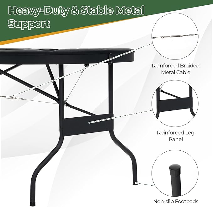 Goplus 72” Poker Table Foldable, 8 Players Card Board Game Table w/Deep Metal Cup Holders, Casino