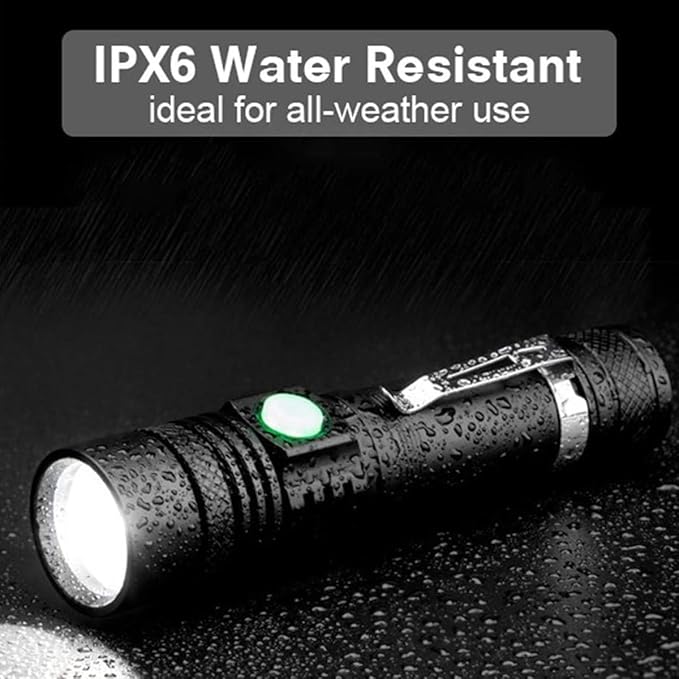 iToncs Rechargeable Flashlight, Pocket-Sized Torch with Super Bright High Lumens LED, Water