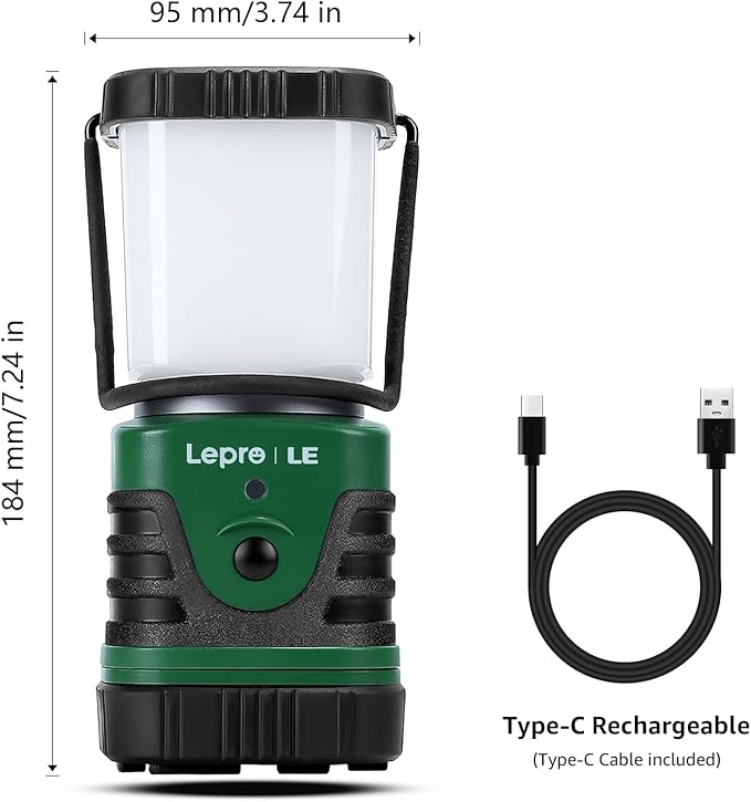 Lighting EVER 1000LM LED Camping Lantern Rechargeable, 4400mAh Power Bank, Camping Essential with 4