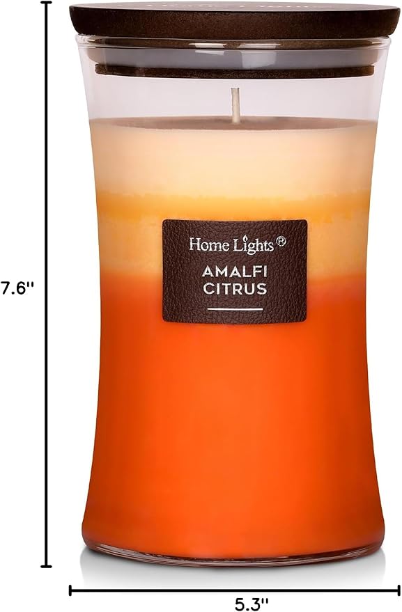 HomeLights 3-Layer Candles for Home Scented, 21.52 OZ Natural Soy Wax Scented Candles Burns Up to