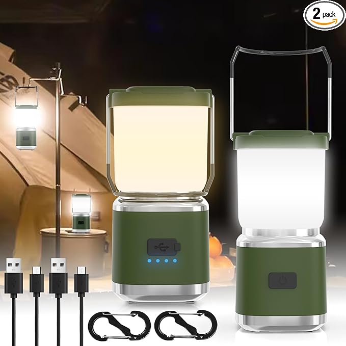 Portable Camping Lantern Rechargeable -4inch, 2000LM LED Camping Lights Lantern with