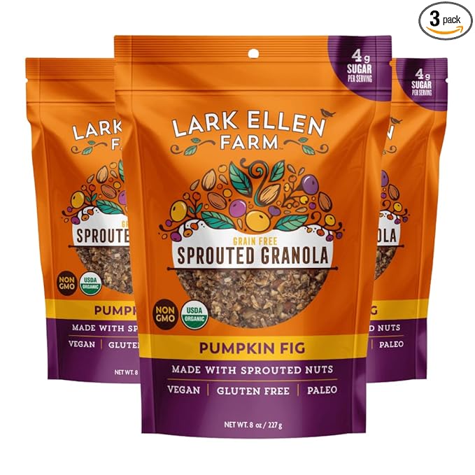 Lark Ellen Farm Grain-Free Granola, Certified Organic Raw Sprouted Vegan Clusters, Paleo & Crunchy