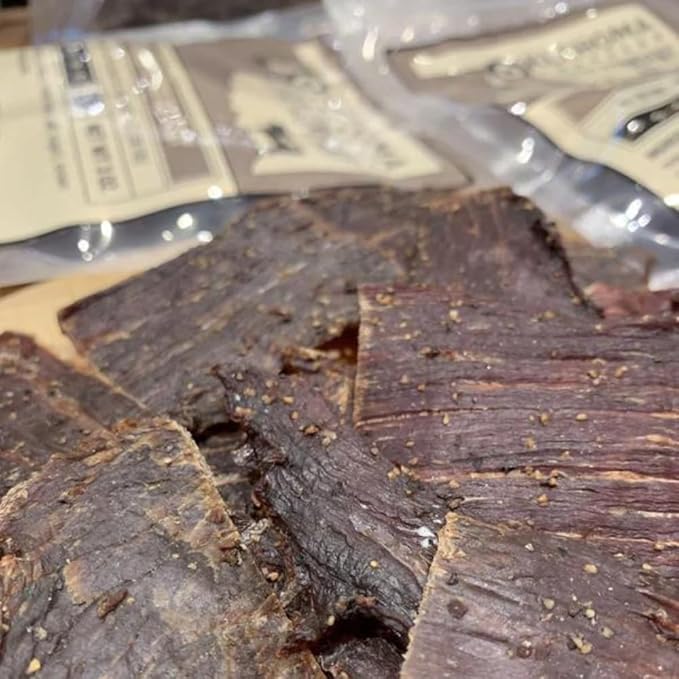 Old Fashioned Peppered Beef Jerky - No Frills Tough and Old Style Dry Beef Jerky - All Natural