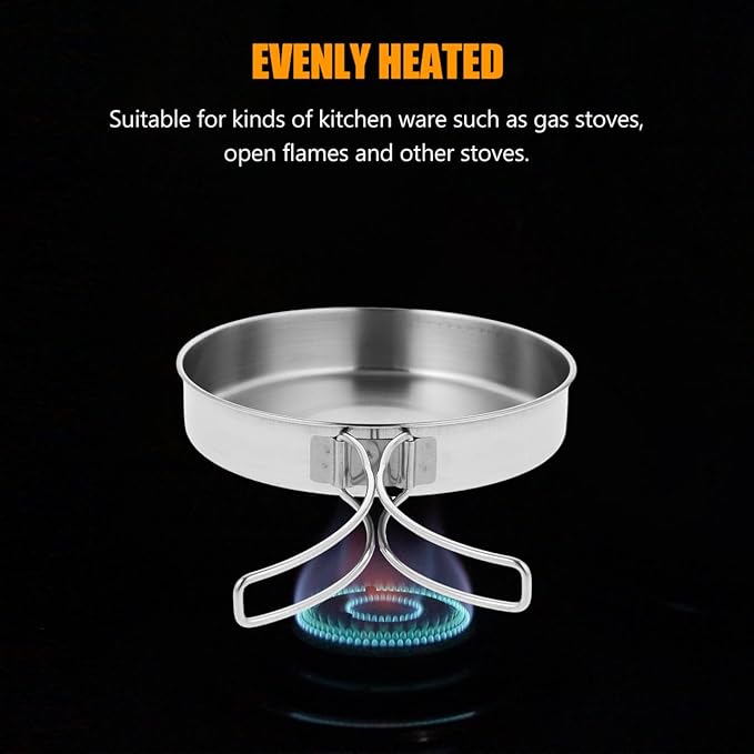 Stainless Steel Camping Frying Pan, 5.82x5.82x1.18inch Portable Outdoor Cooking Pot with Handle