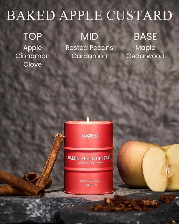 M&SENSE Baked Apple Scented Candles Natural Non Toxic, Aromatherapy Candle for Stress Relief