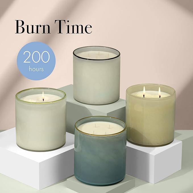 LAFCO New York Luxe 4-Wick Candle, Sea & Dune - 86 oz - 200-Hour Burn Time - Reusable, Hand Blown