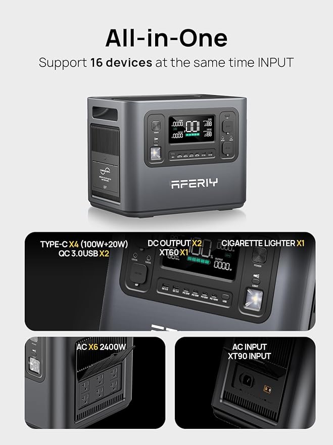 AFERIY Portable Power Station AF-P210 2048Wh | 2400W with 400W Solar Panel,AC Output with