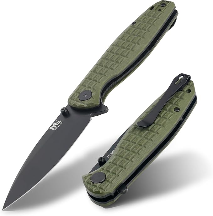 Folding Knife – 3.5-inch D2 Steel Folding Pocket Knife G10 Handle One-Handed Opening and Closing