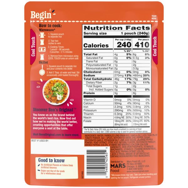 BEN'S ORIGINAL Ready Rice Spicy Mexican Style Flavored Rice, Easy Dinner Side, 8.5 oz Pouch (Pack