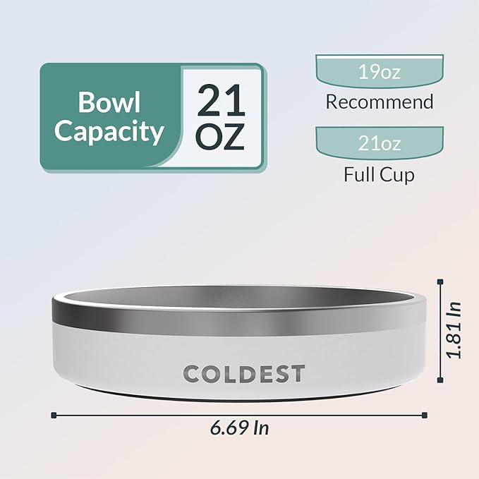 Coldest Dog Bowl - Anti Rust Metal, Non Slip, 3 Layers Insulated Stainless Steel Dog Bowls - Spill