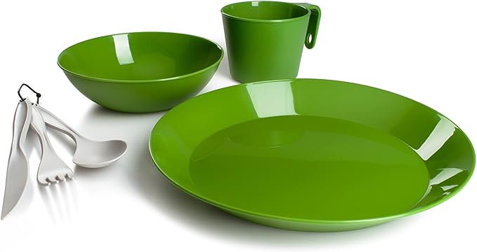 GSI Outdoors Cascadian 1 Person Table Set I 6-Piece Camping, Backpacking Mess Kit, Plastic BPA