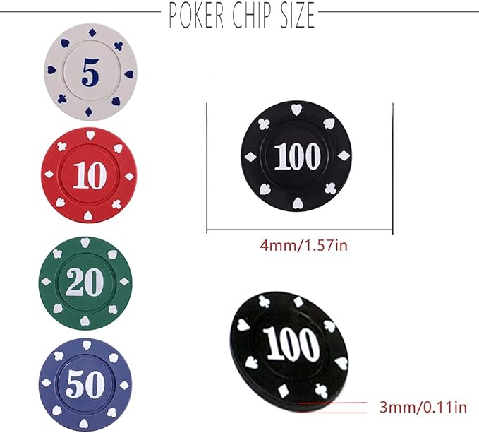 IXIGER Poker Chips,Denomination Poker Chips Set with Black Velvet Pouch Bag,Plastic Learning