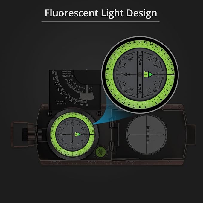 Proster IP65 Compass Hiking Survival - Lensatic Sighting Compass for Camping Navigation, Compass