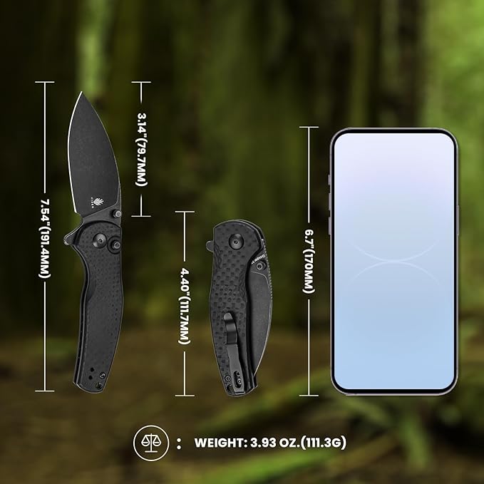 Kizer Mini Grouper Folding Pocket Knife, Nitro-V Steel Blade G10 Handle EDC Knife, Button Lock