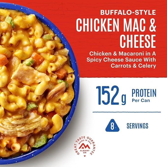 Mountain House Buffalo-Style Chicken Mac & Cheese Freeze-Dried Food for Camping, 8 Servings