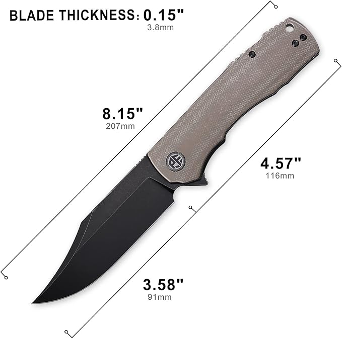 Petrified fish PFP03 Victor,3.58" K110 Satin Blade,140g Micarta Handel Flipper Liner lock Folding