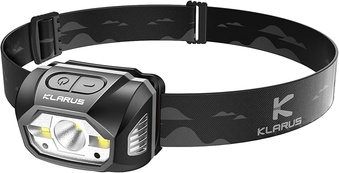 klarus HM1 IPX6 Waterproof Rechargeable Headlamp with Motion Sensor, 70 Hours Long Battery Life
