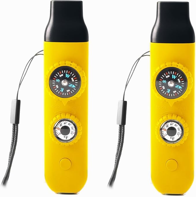 Emergency Survival Safety Whistle，Whistle for Kids with Lanyard,Compass,Thermometer,Ideal for