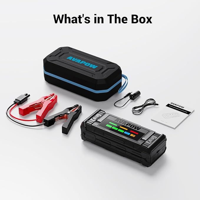AVAPOW 8000A Battery Jumper Starter Portable with 4″ HD Display PD 30W Dual-Way Fast Charging, 12V