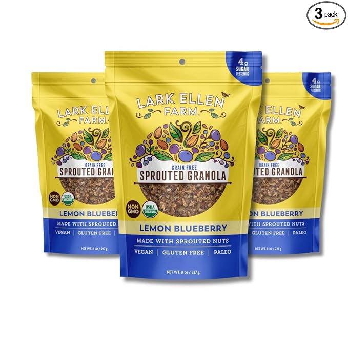 Lark Ellen Farm Grain-Free Granola, Certified Organic Raw Sprouted Vegan Clusters, Paleo & Crunchy