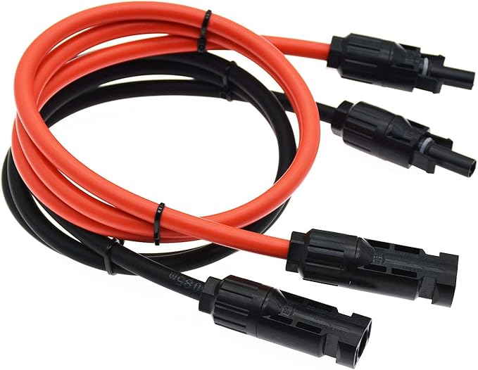 1 Pair Black + Red 10AWG(6mm²) Solar Panel Extension Cable Wire Connector Solar Adaptor Cable with
