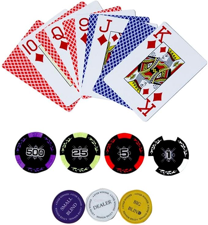THUNDERBAY 14 Gram 300 Count Poker Set, 14G Clay Composite Chips with Aluminum Case, Two Decks of