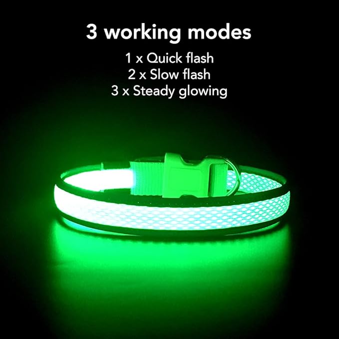 YFbrite Light up Dog Collar, USB Rechargeable LED Puppy Collar Super Bright Adjustable Glowing Dog