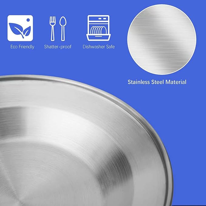 Stainless Steel Camping Cutlery Set - 8 Piece, Includes Spoons, Mugs, Bowls, Plates, Rags &