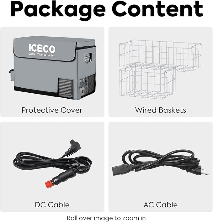 ICECO VL45 Portable Refrigerator with SECOP Compressor, 45 Liters Platinum Compact Refrigerator, DC