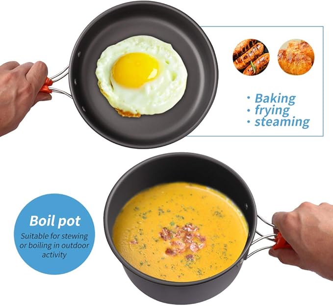 Gutsdoor Camping Cookware Set Camping Gear Campfire Utensils Non-Stick Cooking Equipment