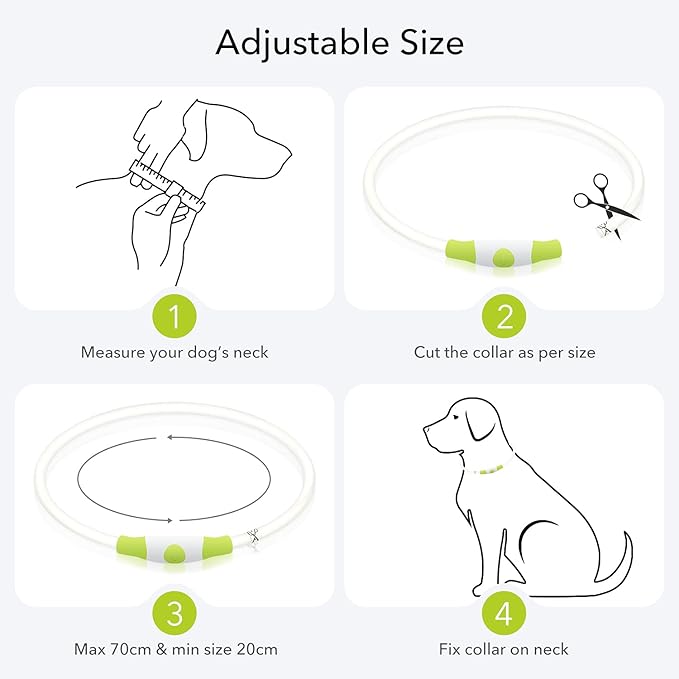 Colaseeme LED Dog Collar, Light Up Dog Collar 1 Count USB Rechargeable TPU Glow Safety Dog Necklace