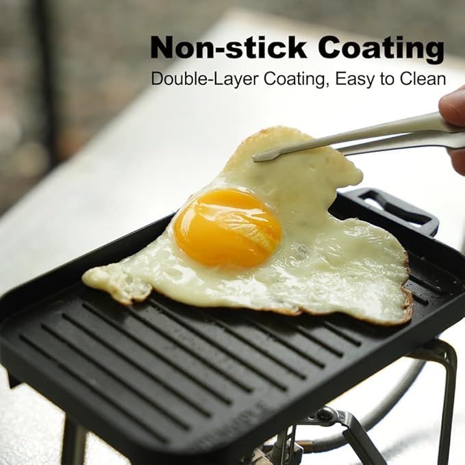 Fire Maple Compact Aluminium Alloy Mini Griddle Set with Stainless Steel Tongs - Portable Heating