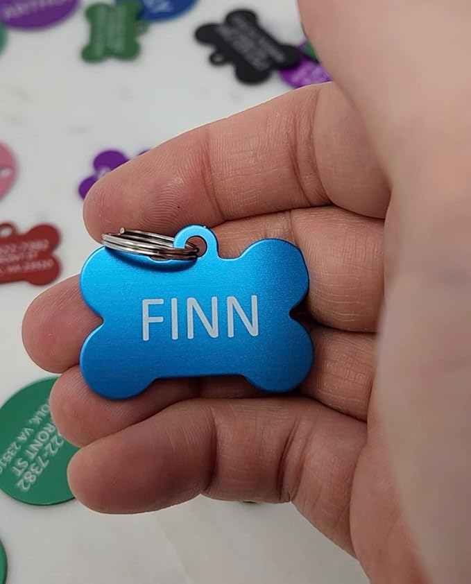 Pet ID Tag Custom for Dog Cat Personalized | Many Shapes and Colors to Choose from | Made in USA |