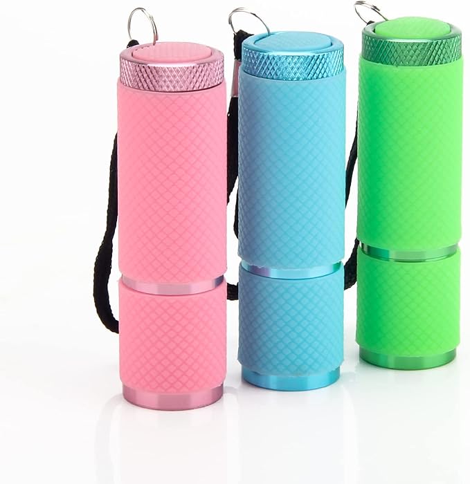 AHIER 9 LED Glow in Dark Flashlights, 3 Pack Rubber Coated Flashlights with Straps, Portable Handy