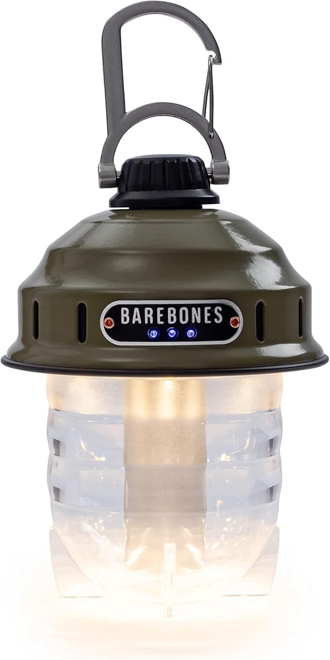 Barebones Beacon Hanging Light ??Olive Drab, Rechargeable LED Camping Lantern with Adjustable