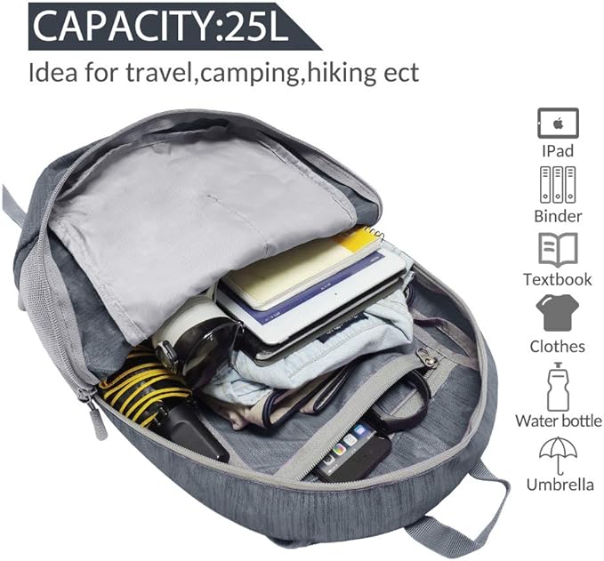 ZOMAKE 25L Ultra Lightweight Packable Backpack, Foldable Hiking Backpacks Water Resistant Small