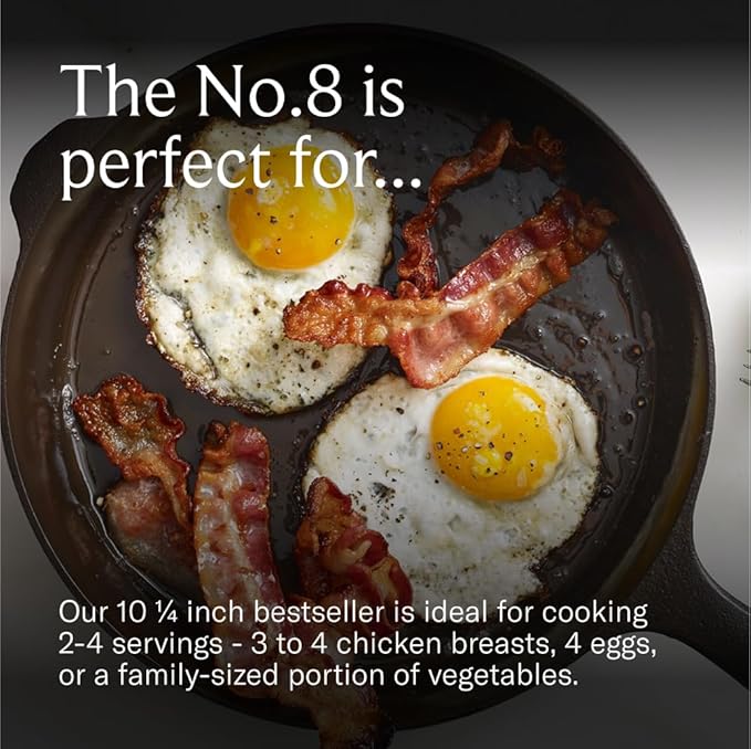 Field Company 10.25 Inch Cast Iron Skillet (Medium) – No.8, Perfect for 2-4 Servings, Lightweight &