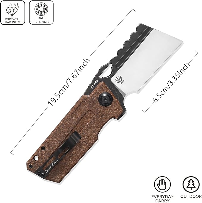 Sitivien ST155 Folding Knife,Sandvik 14C28N Steel Blade,Micarta Handle EDC Tool Knife Pocket Knife
