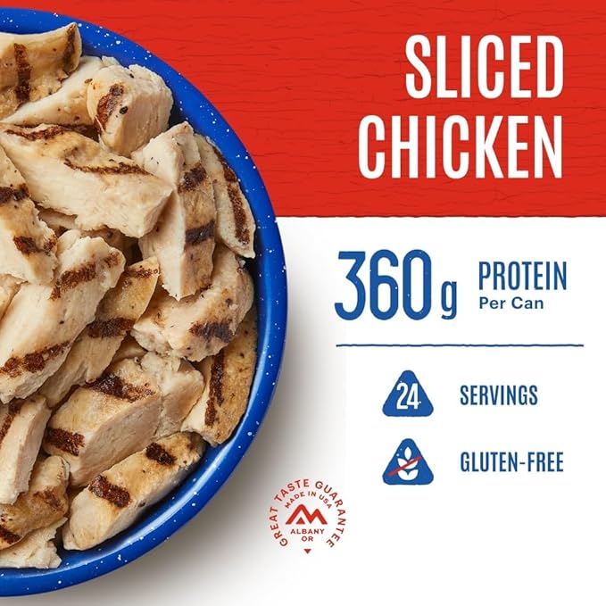 Mountain House Grilled Sliced Chicken Freeze-Dried Food for Camping, 24 Servings, 30-Year Shelf-Life