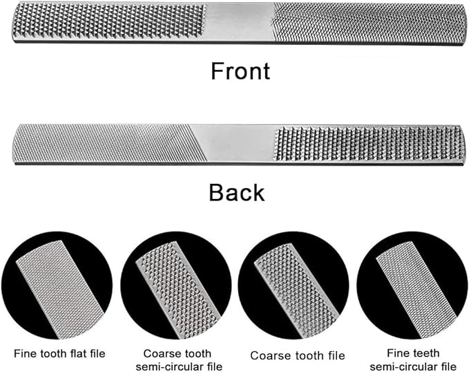 Wood Rasp File 4 Way Hand File and Round Rasp, Half Round Flat & Needle Files Wood Rasp Set for