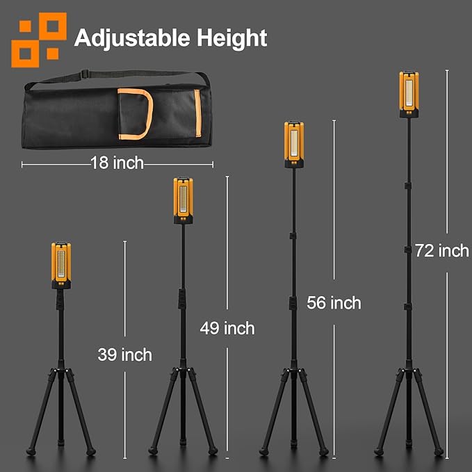13200mAh Rechargeable Solar Work Light, IPX4 Waterproof with Folding Stand Support and Portable