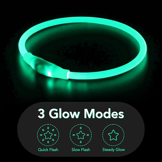 Colaseeme LED Dog Collar Light Up Dog Collars 1 Count USB Rechargeable TPU Glow Safety Basic Dog