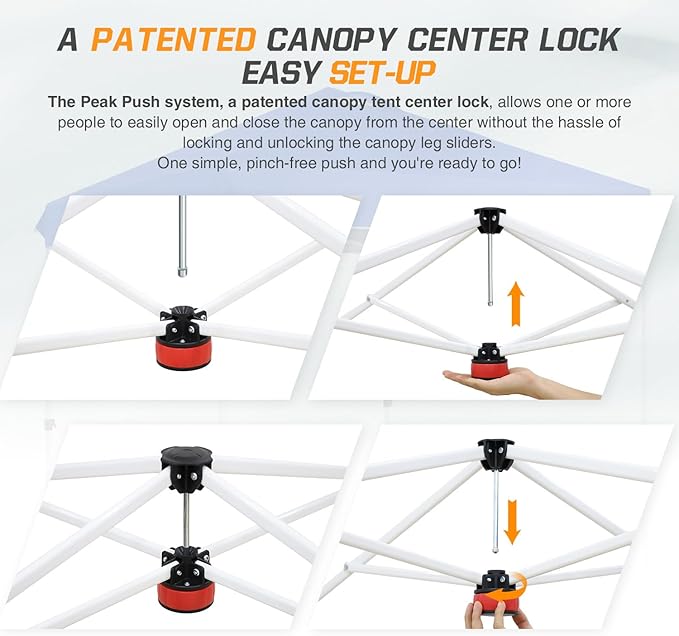 EAGLE PEAK Pop Up Canopy Tent with Wheeled Carry Bag, 8 Stakes, 4 Ropes, Easy Set Up Tent Canopy