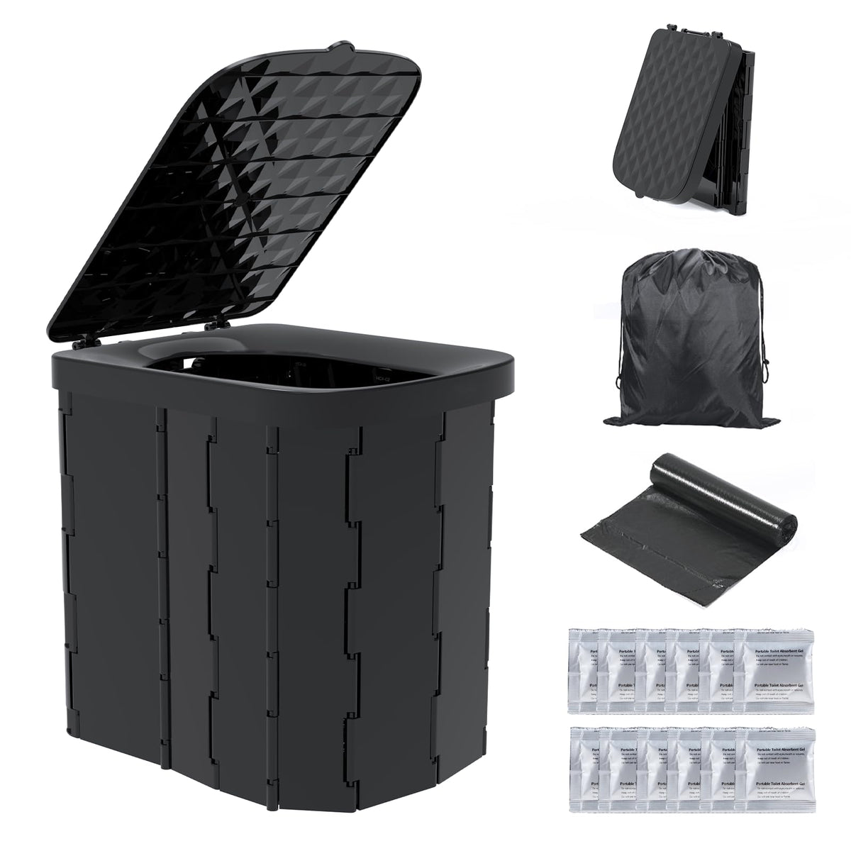Hapoon XL Portable Folding Camping Toilet For Adults & Kids, Lightweight