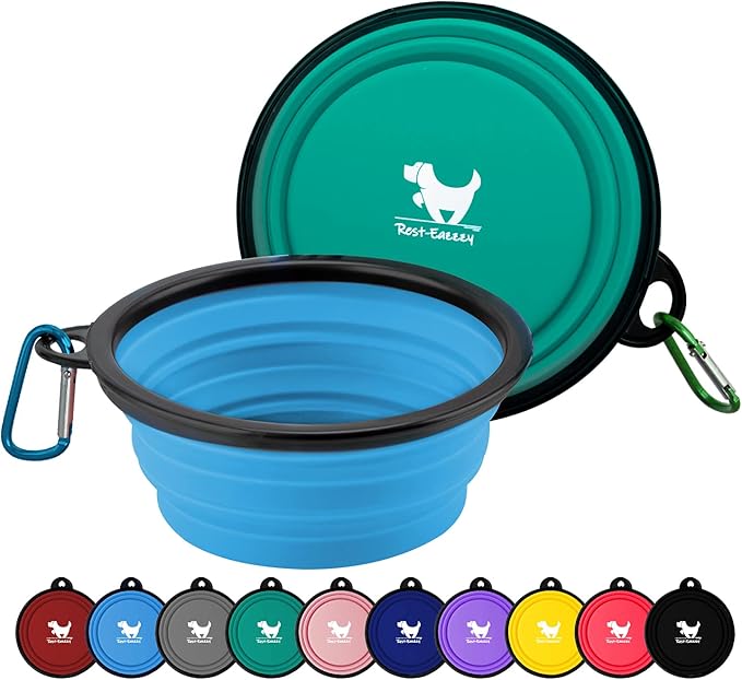 Rest-Eazzzy Large Collapsible Dog Bowls 1000 ml, 2-Pack Dog Portable Water Bowl for Dogs Cats Pet