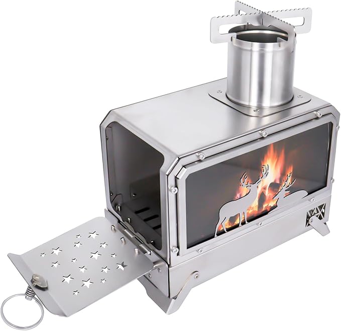 Portable Outdoor Camping Stove Stainless Steel Stove for Outdoor Cooking Heating & Fishing BBQ