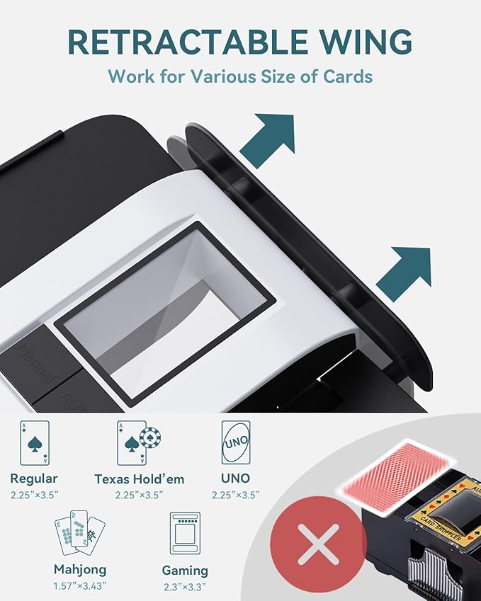 Automatic Card Shuffler - One-Press AUTO & Manual Mode, Electric Shuffling Machine for 1-2 Decks